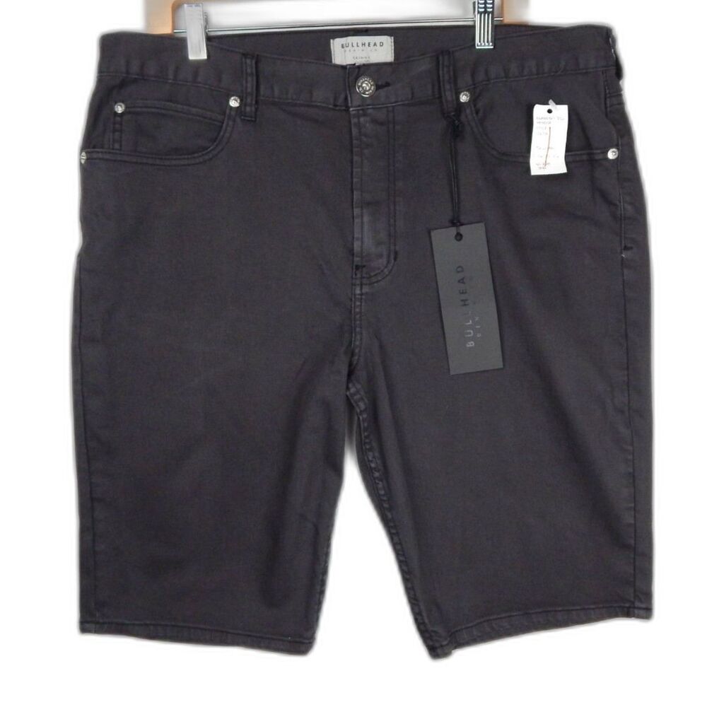 NWT Bullhead by PacSun Black Coated Wax Look Denim Shorts Jorts 36